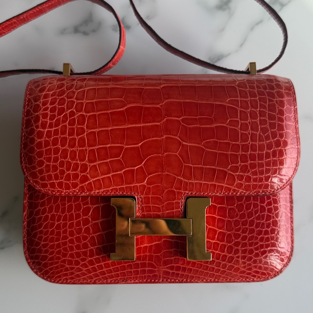 💟Hermes Constance 18 crossbody bag alligator square